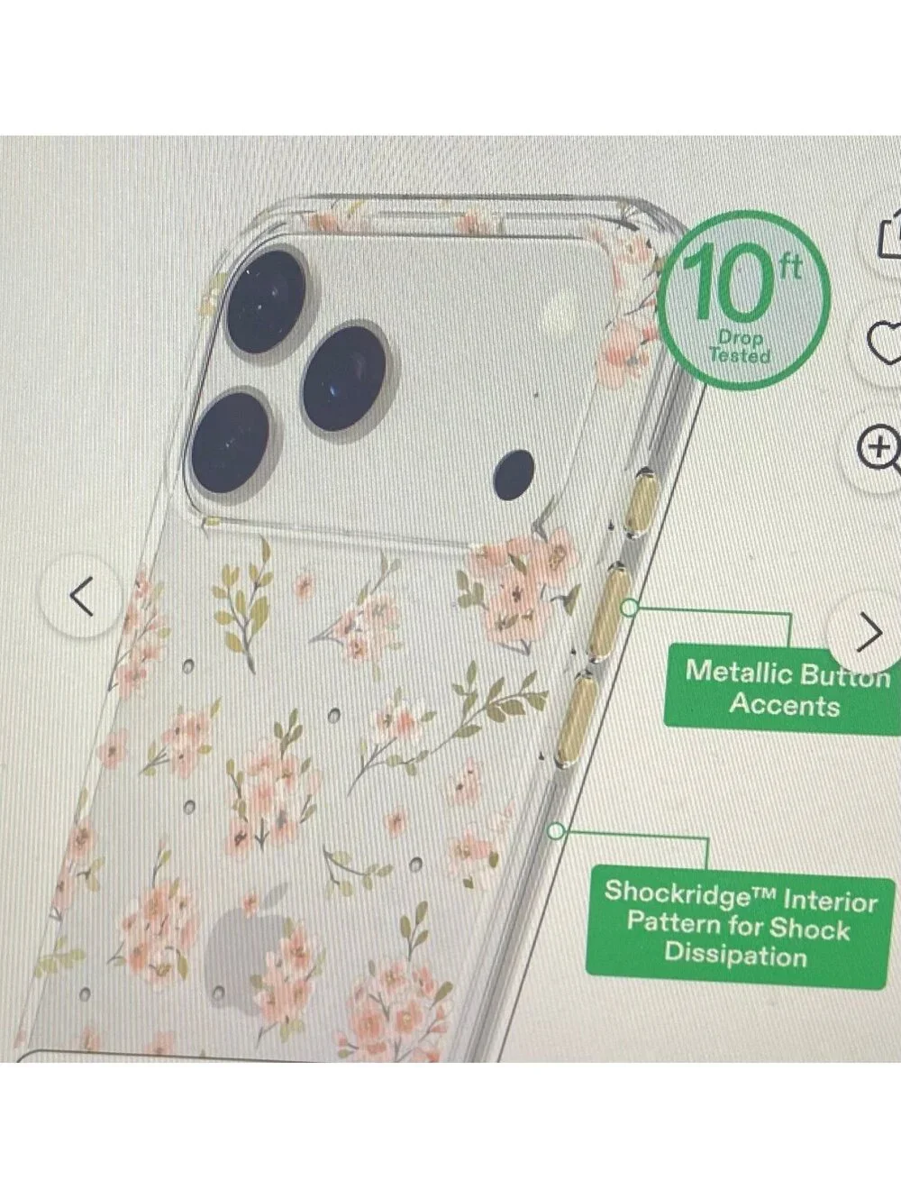 Onn Case for iPhone 17 Pro Max Pink Floral with Gems